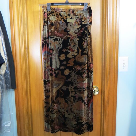 VTG Boston Proper Multicolored Midi Skirt Velveteen Size M/L - Picture 6 of 9